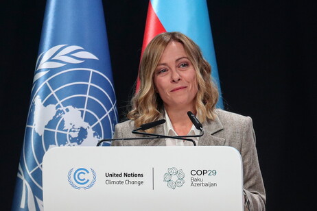 La premier Giorgia Meloni alla Cop29 di Baku